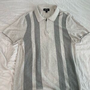 Banana Republic Gray Striped Polo Shirt